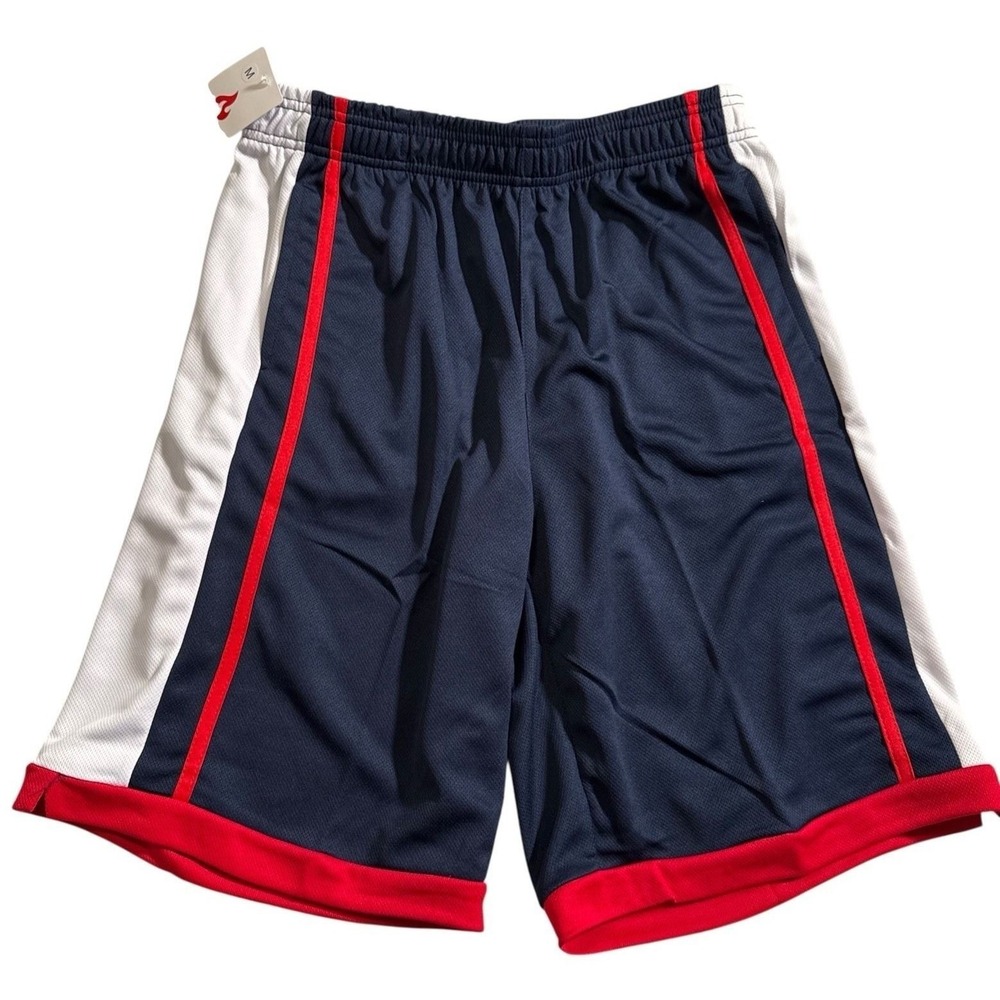 Liberty Pro Men's Medium Blue, Red, White Stripe Basketball Athletic Shorts